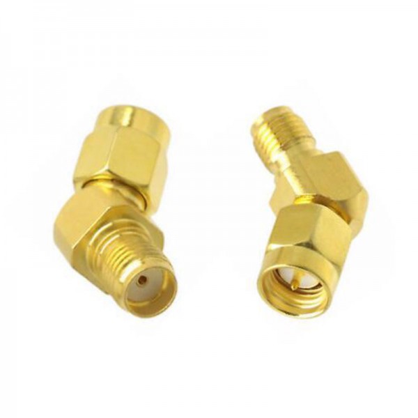 SMA Stecker / SMA Buchse 45 Grad gewinkelt - Adapter Gold für Antennen