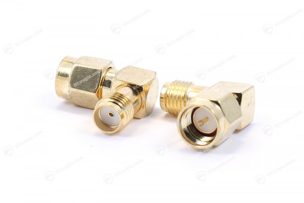 SMA Stecker / SMA Buchse 90 gewinkelt - Adapter Gold für Antennen Jack Plug Connector