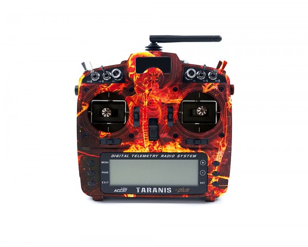 frsky taranis x9d plus se case gehause modding water transfer skull totnekopf rot fire